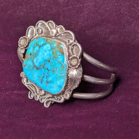 Hopi Turquoise Cuff Bracelet Sterling Silver Gem