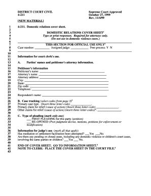 Fillable Online Domestic Relations Cover Sheet Forms Fax Email Print