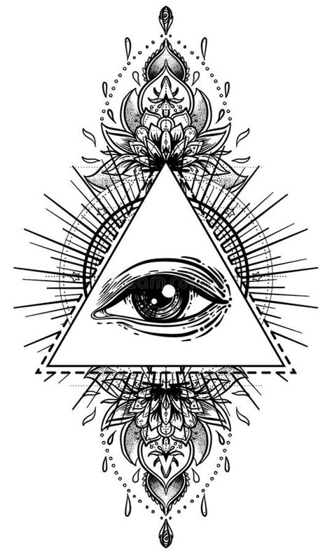 Blackwork Tattoo Flash Eye Of Providence Masonic Symbol All Seeing