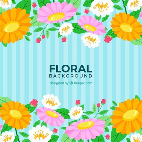 Fondo Floral Colorido En Estilo Plano Vector Gratis