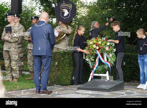 Mayor Kees Van Rooij Of Meierijstad Places A Wreath During The