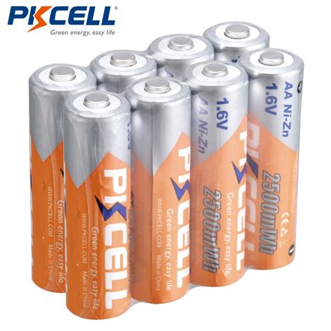 8pcs Lot PKCELL Bateria AA Battery Ni Zn 1 6V 2500mWh Nickel Zinc In