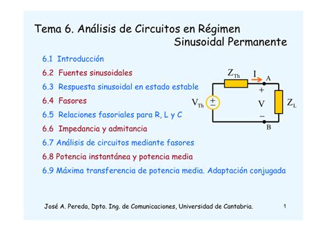 Tema An Lisis De Circuitos En R Gimen Sinusoidal Permanente