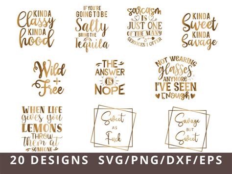 Sassy SVG Bundle Sassy Quotes SVG Funny Sarcastic Svg Etsy