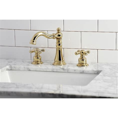 Kingston Brass American Classic Polished Brass Widespread 2 Handle Bathroom Sink Faucet With