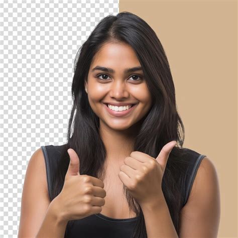 Premium Psd Psd Adorable Girl Smiling And Shows A Thumbs Up Sign With