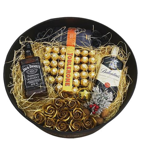 Cutie Cadou Chocobox His Box Include Whisky Jack Daniels Si Ballantines Cafea Davidoff Si