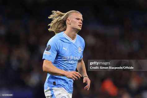 Erling Haaland Of Manchester City Lets His Hair Flow During The Uefa