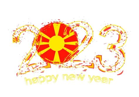 Premium Vector Year In Grunge Style With Flag Of Macedonia