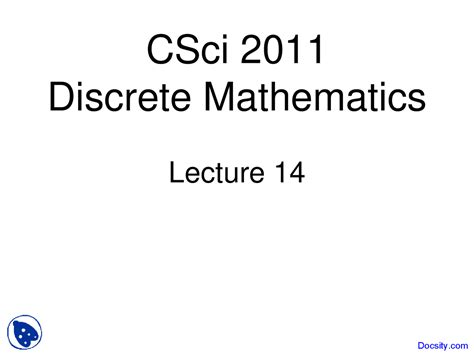 Division Algorithm Discrete Mathematics Lecture Slides Slides Discrete Mathematics Docsity