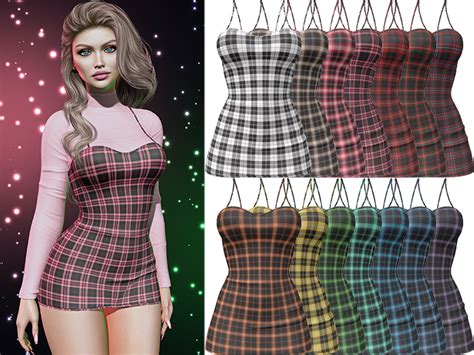 Second Life Marketplace Chessie Spaghetti Strap Dress Plaid Pack