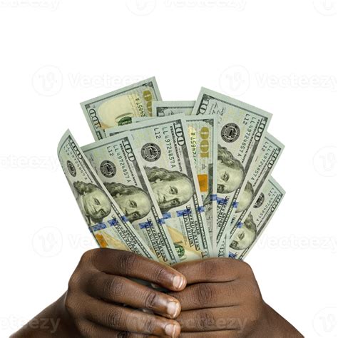 Black Hands Holding 3d Rendered 100 Us Dollar Notes Closeup Of Hands