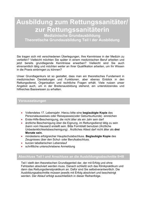 Ausbildung Zum Rettungssanitäter Zur Rettungssanitäterin Drk