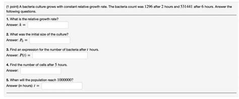 Solved Point A Bacteria Culture Grows With Constant Chegg