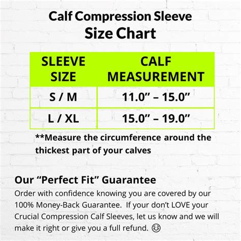 Premium Calf Compression Sleeve Size Chart - Crucial Compression