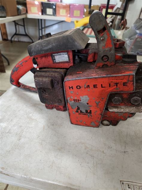 Vintage Homelite Super Xl Automatic Chainsaw With Bar And Chain As Is