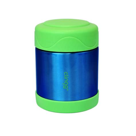 Pote Térmico Infantil Redondo Clingo 330ml Inox Azul e Verde