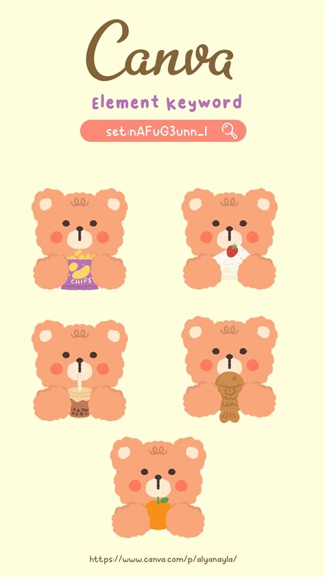 Cute Bear Canva Elements Pola Kartu