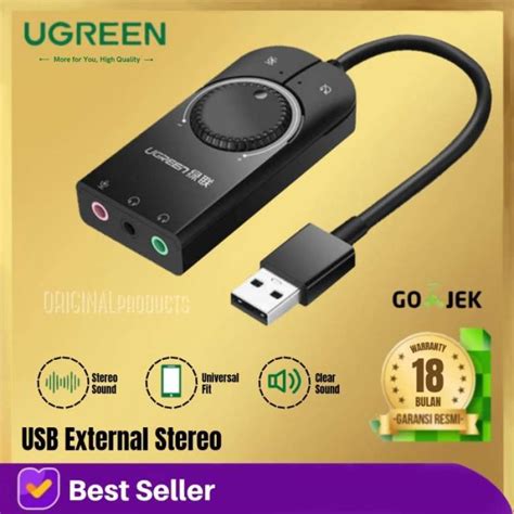 Promo Ugreen Sound Card External Usb Audio Card Adapter Jack Mm