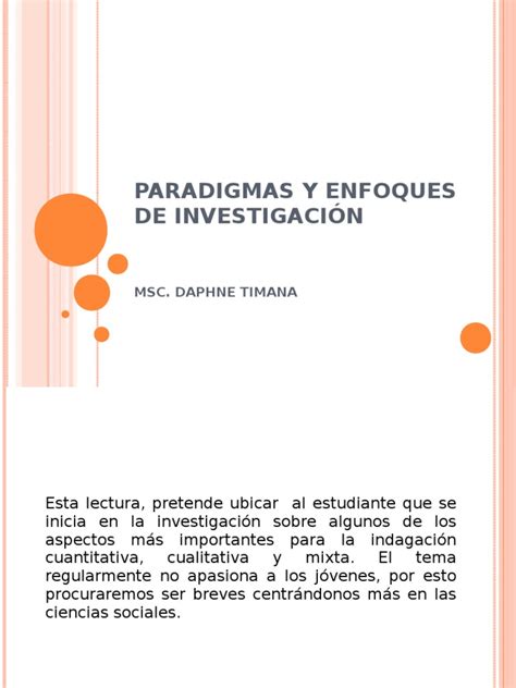 Paradigmas Y Enfoques De Investigacion Pdf Paradigma