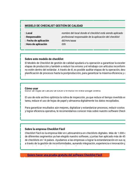 Es Mr Checklist Gestion De Calidad Descargar Gratis Pdf Software