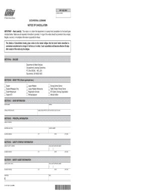 Fillable Online Apps Dmv Ca OL 4008 Notice Of Cancellation Index