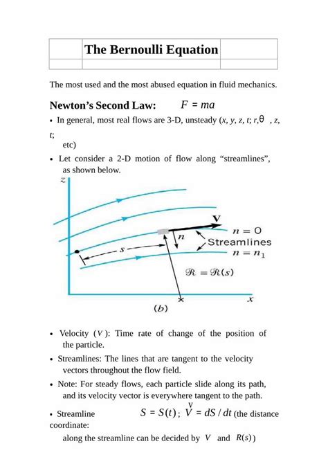 Pdf The Bernoulli Equation €¦ · The Bernoulli