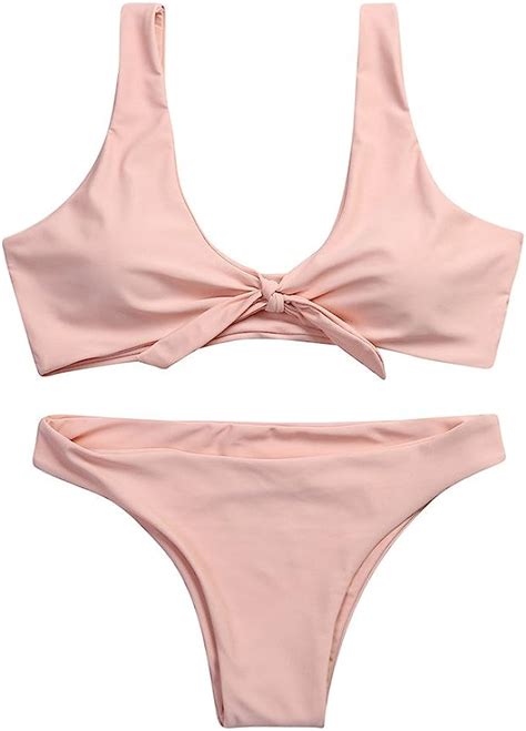 Amazon co jp 水着 レディース体型カバー湯浴み着過激マイクロビキニスク水可愛い Women Knotted Padded Thong Bikini Mid Waisted