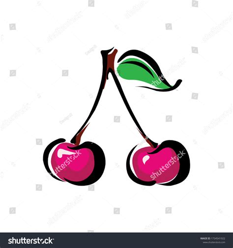 Ripe Red Cherry Berries Leaves Vector Stock Vector Royalty Free