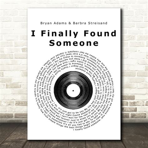 Bryan Adams And Barbra Streisand I Finally Found Someone Vinyl Record Song Print Red Heart Print