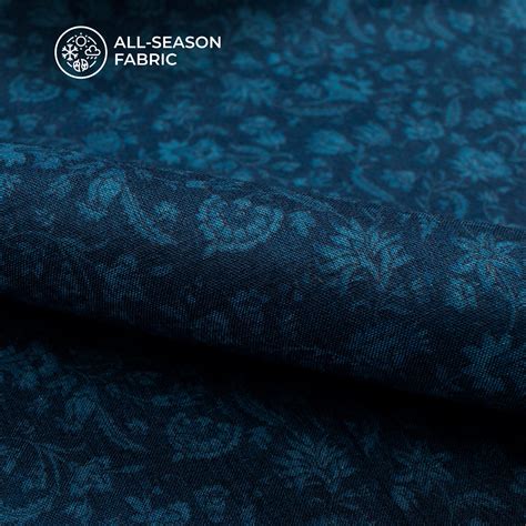 Prussian Blue Floral Digital Print Cotton Cambric Fabric Fabcurate