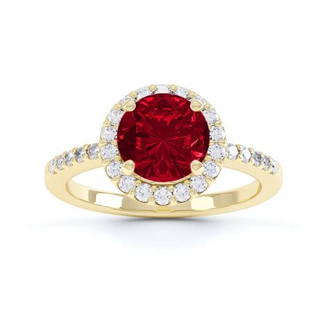 Eternity 1ct Ruby And Diamond Halo 18ct Yellow Gold Engagement Ring