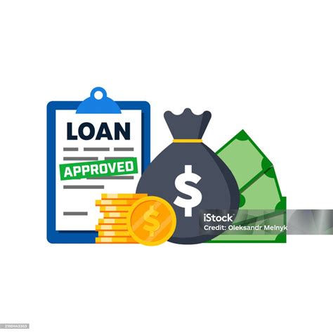 Loan Approved Illustration Vector Document And Money Bag With Coins And