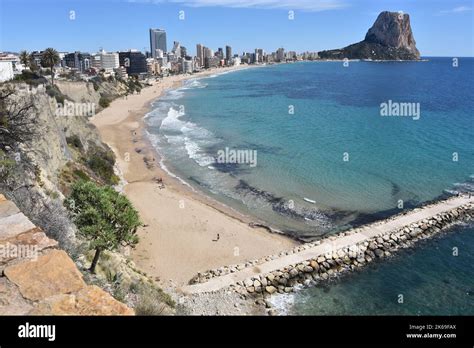 Panoramic View Of Calpe Beach And The Penon De Ifach Rock Formation