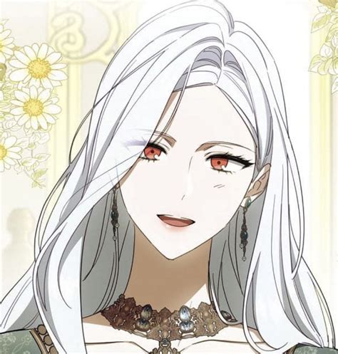 An Anime Character With Long White Hair And Red Eyes