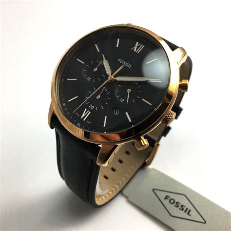 Men S Fossil Neutra Chronograph Black Leatehr Strap Watch Fs