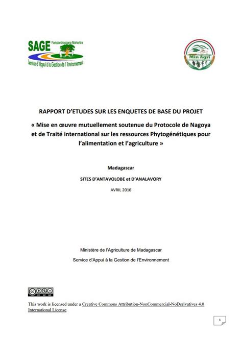 Rapport D Etudes Sur Les Enquete De Base Du Project Mise En Oeuvre