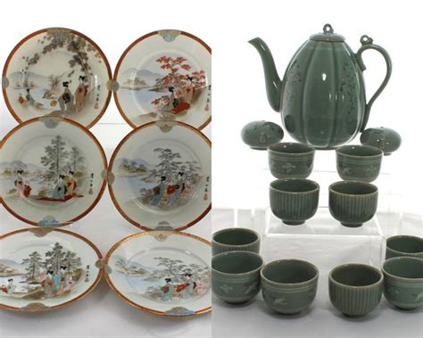 Japanese Ceramic Tableware Celadon Pottery Tea Set For 10 Catawiki