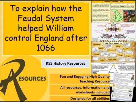 Ks3 History King William Conqueror And The Feudal System Medieval Feudalism Teaching Resources