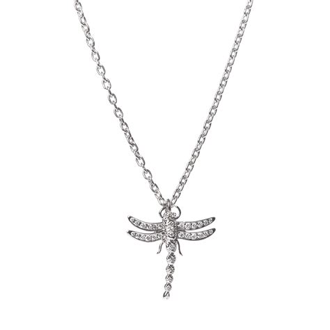 TIFFANY Platinum Diamond Dragonfly Pendant Necklace 469941