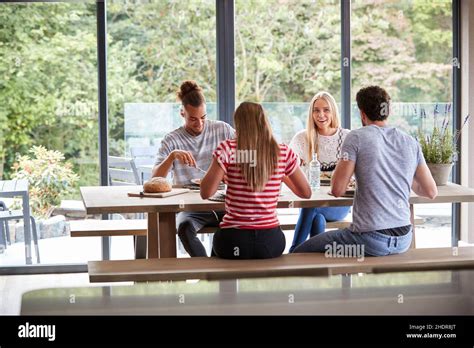 Eating Home Friends Eat Homes Friend Stock Photo Alamy