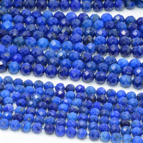 Perles Rondes Facettes En Lapis Lazuli Naturel Mm Mm Aliexpress