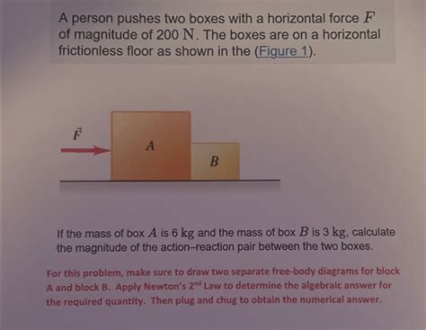 Solved A Person Pushes Two Boxes With A Horizontal Force F Chegg