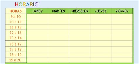 Hojas Excel Facil Plantilla Excel Horario Escolar O Familiar