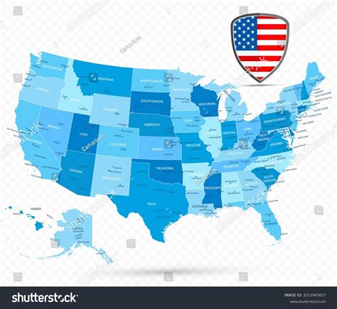 Usa Blue Map On Transparent Background Stock Vector Royalty Free