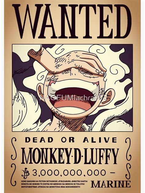 Lámina metálica Luffy Gear 5 Se busca luffy nueva recompensa después