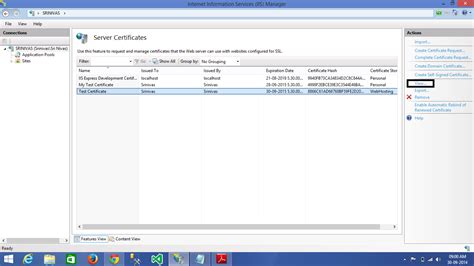 Server Certificates In IIS 8