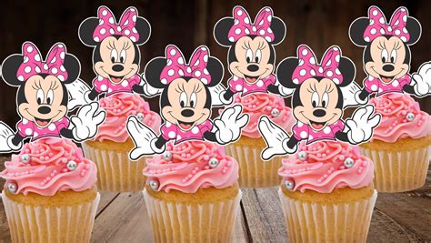 Minnie Mouse Pink Cupcake Toppers Pieces Etsy