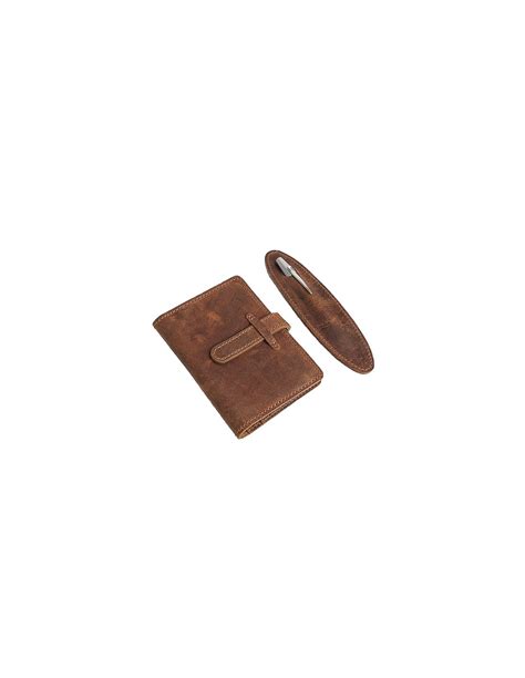 Buy A T Set Of Passport Wallet And Natural Leather Pen Holder