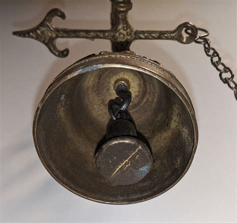 Vintage Brass Wall Mount Dinner Monastery Bell W Ornamental Pull Chain